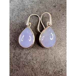 NEW Blue chalcedony sterling silver drop earrings 8.61 grams